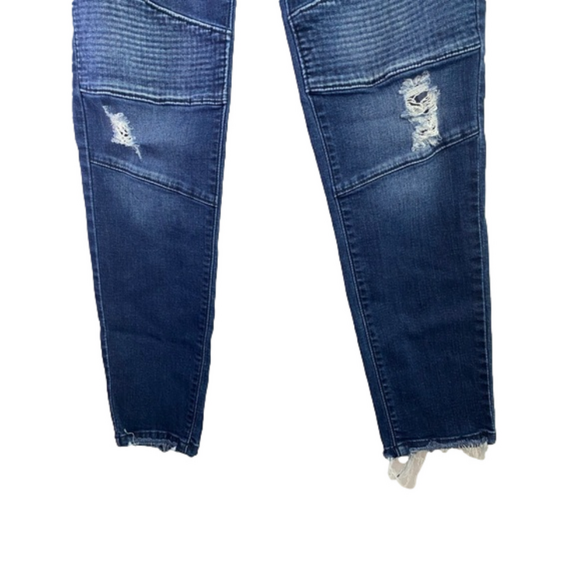 KanCan Estilo Skinny Moto Distressed Ankle Fray Raw Hem Size 9W 28 EUC - Picture 6 of 11